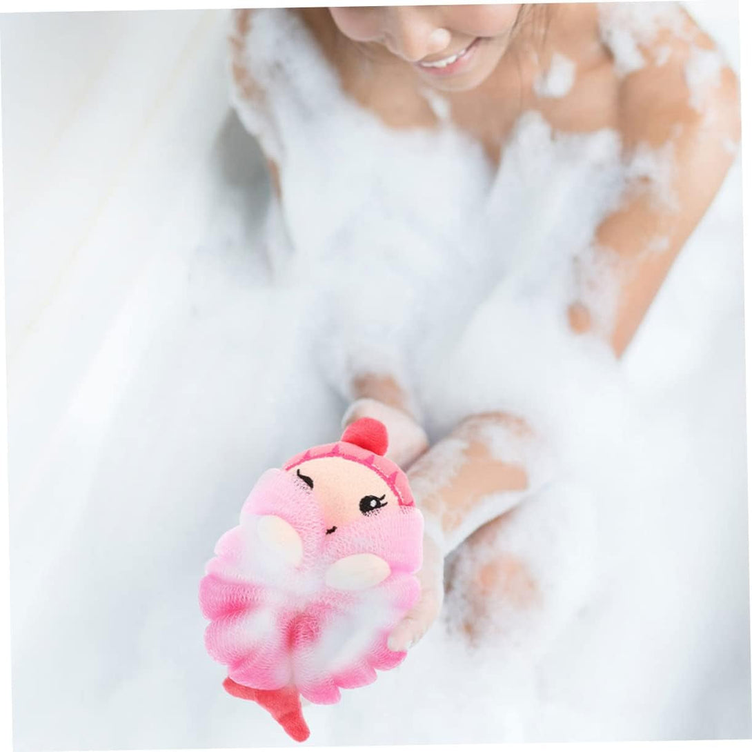 2Pcs Bath Ball Shower Pouf Sponge Luffa Baby Bath Brush Mermaid Baby Shower Games Pouf Wash Bath Sponges Shower Ball Body Scrubber Shower Loofah Cute or Cleaning Supplies Child