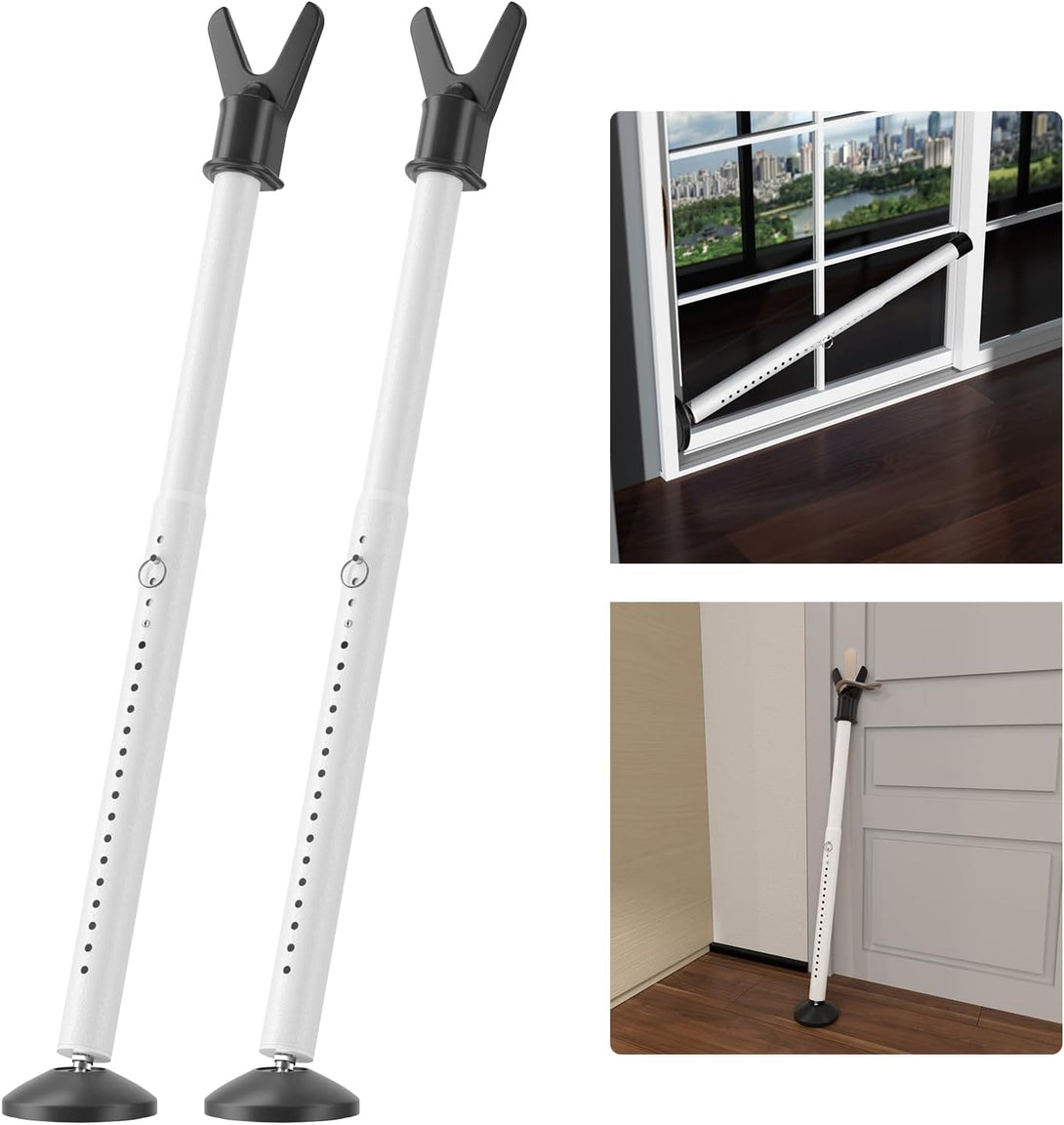 Door Stoppers Security Bar 2 Pack - Heavy Duty Door Jammer - Adjustable Sliding Door Lock Bar - Door Barricade Security Bars for Window, Front Door, Patio Door, Apartment, Home, Hotel Room