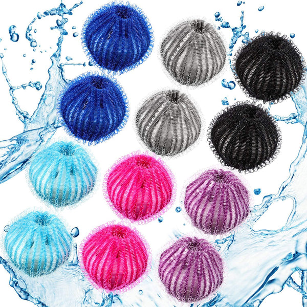 Blulu 12 Pieces Pet Hair Remover for Laundry Dryer Balls Reusable Washing Machine Hair Catcher Pet Dog Cat Hair Catcher Lint Remover (Light Blue,Blue,Grey,Black,Purple,Rose Red)