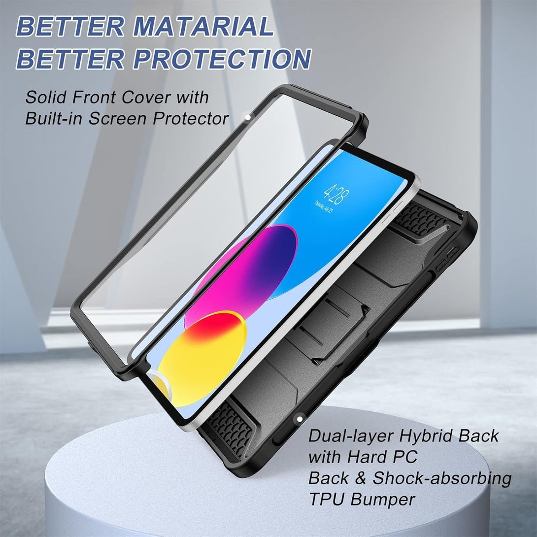 Soke Case for Ipad (A16) 11Th Generation 11-Inch 2025, Ipad 10Th Generation 10.9-Inch 2022, with Built-In Screen Protector and Kickstand, Rugged Full Body Protective Cover - Black