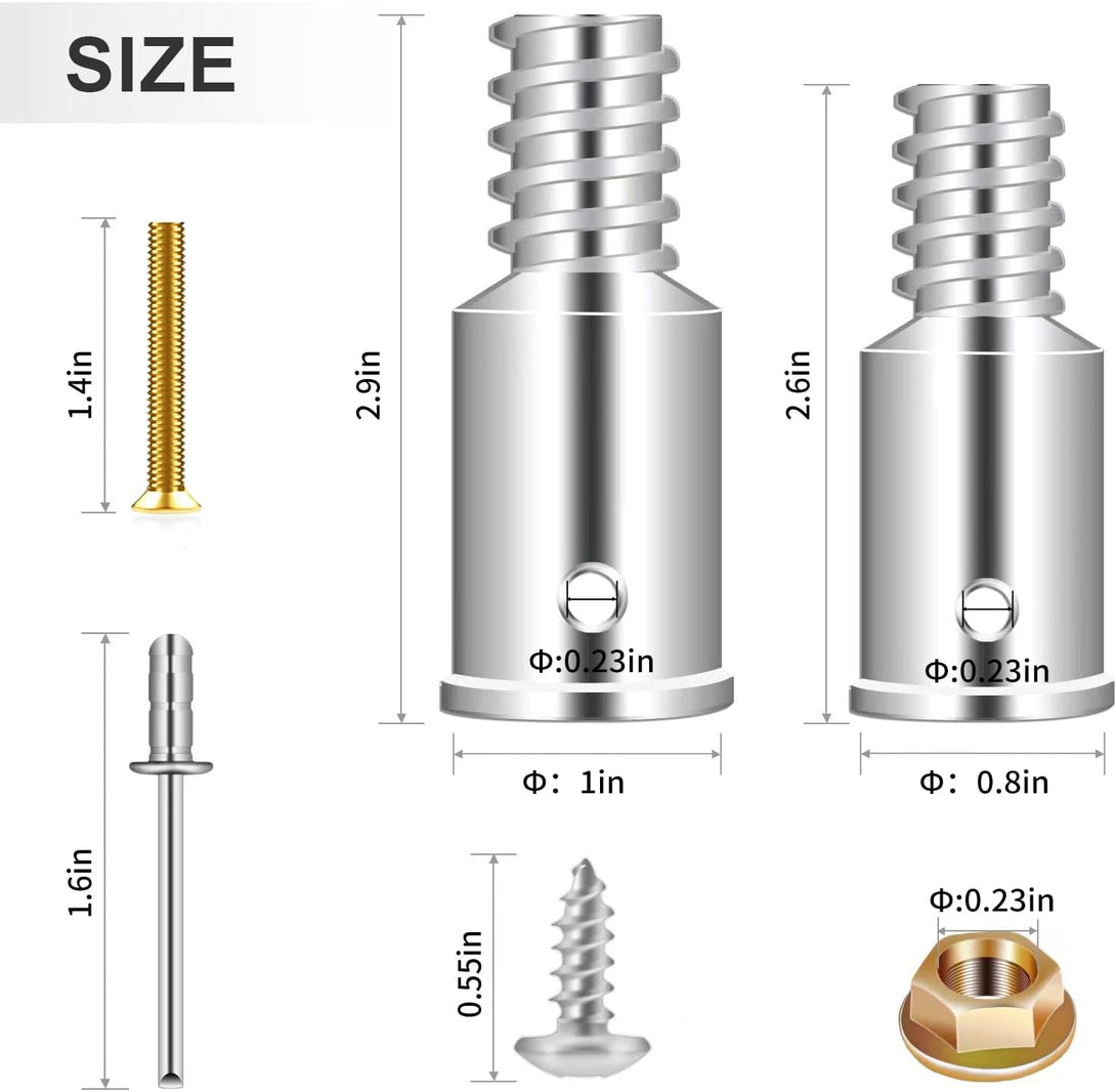 Thread Tip Replacement,Ultra Threaded Tip Repair Kit 1 Inch Extension Pole Adapter Tips Metal Threaded Handle Tips for Mop Broom Brush (1 Inch-2Pcs)