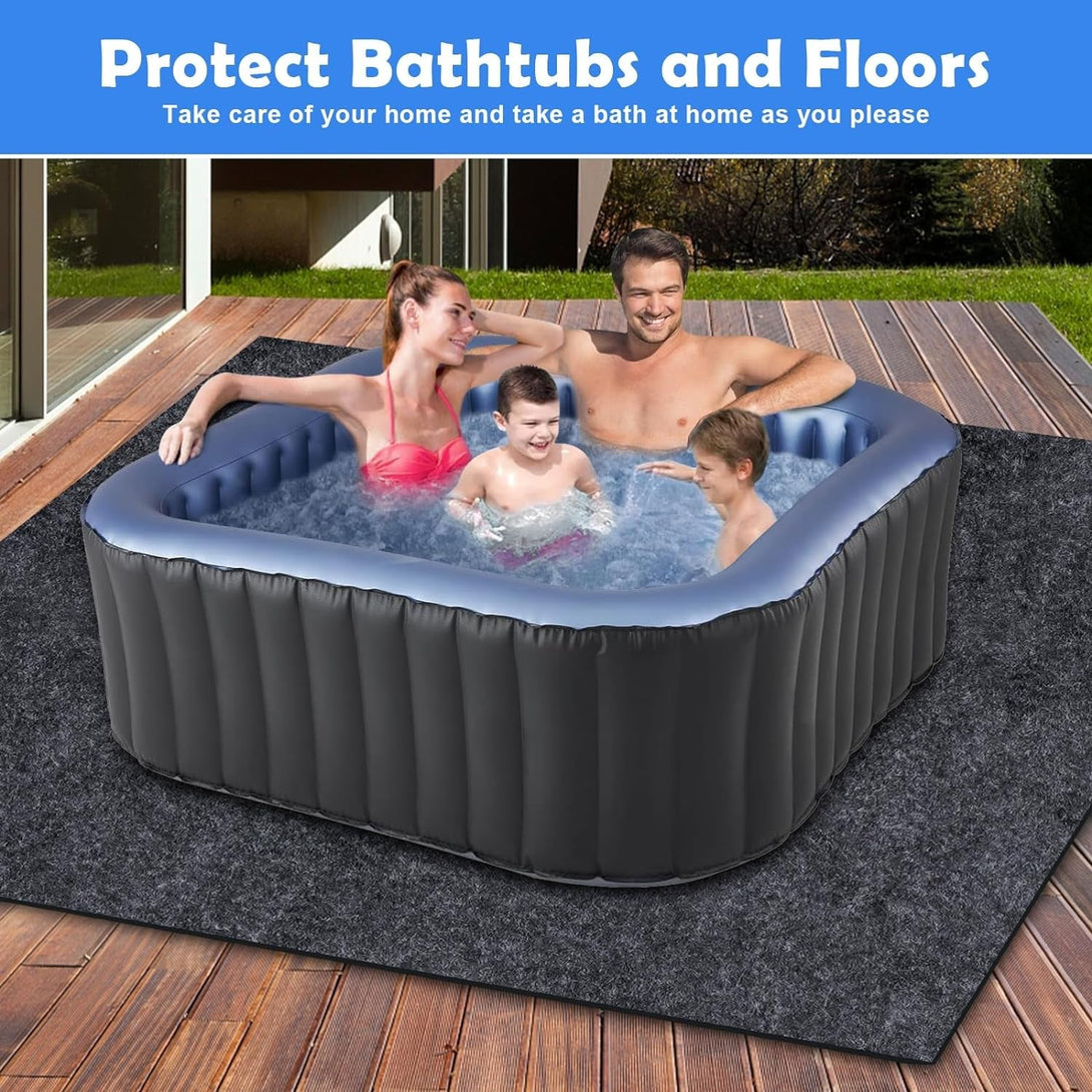 80 * 80 Inch Hot Tub Mat, Extra Large Inflatable Hot Tub Pad Outdoor Indoor, Waterproof Slip-Proof Backing, Absorbent Spa Pool Ground Base Flooring Protector Mat (80 * 80 Mat-Square)