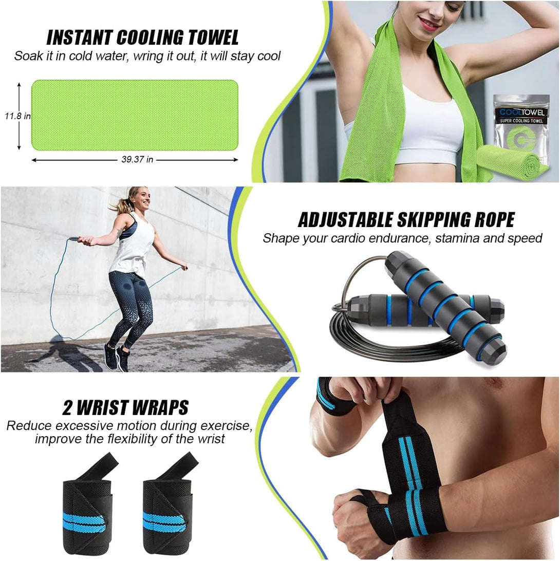 23 Pack Resistance Bands Set Workout Bands, 5 Stackable Exercise Bands 5 Loop Resistance Bands 2 Core Sliders, Door Anchor Handles Ankle Straps Carry Bag Instant Cooling Towel Wrist Wraps