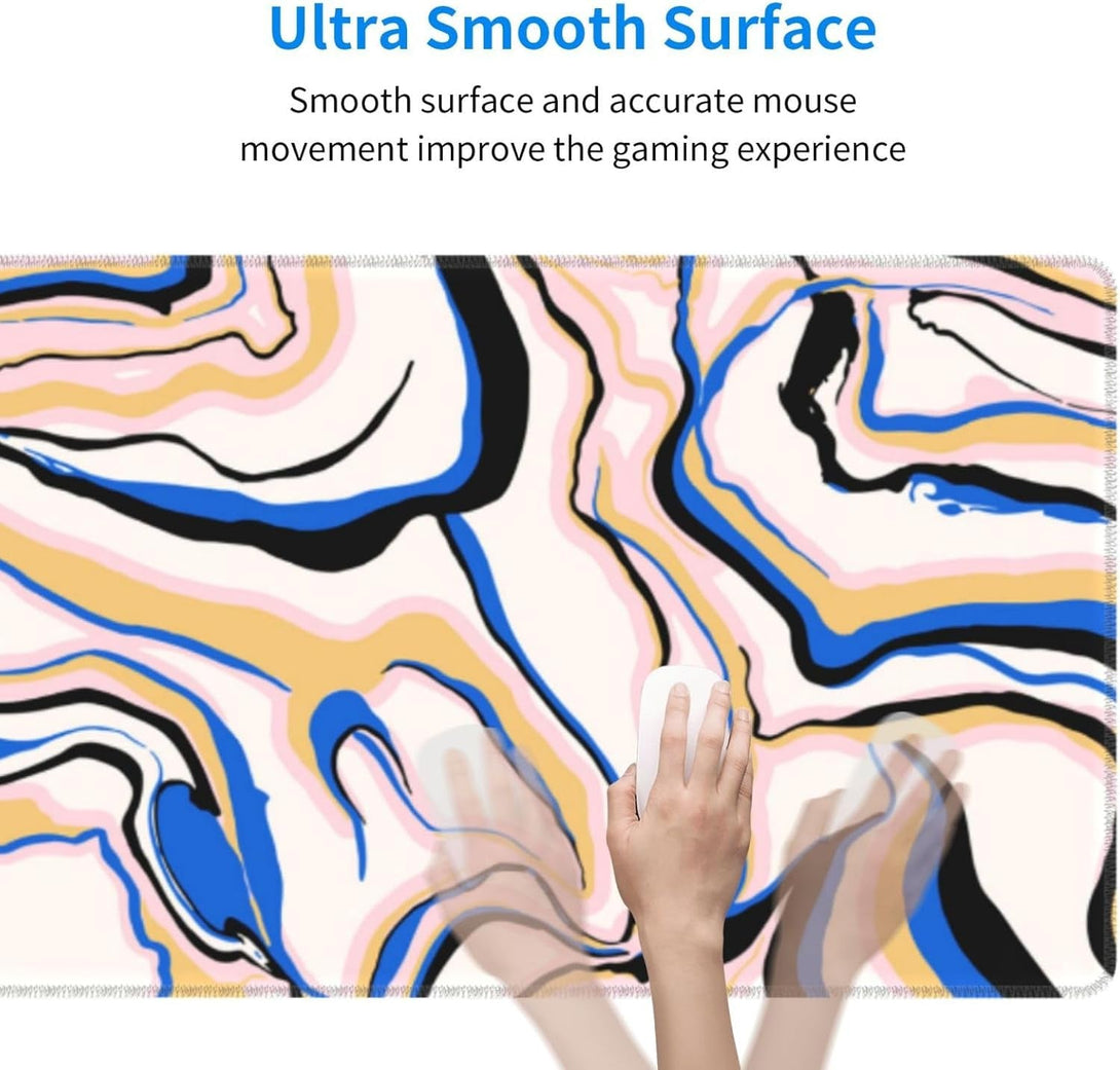 Abstract Marble Gaming Mouse Pad XL, Large Non Slip Rubber Mousepad, Stitched Edges Mouse Pads, Long Extended Mouse Pad,31.5'' X 11.8''
