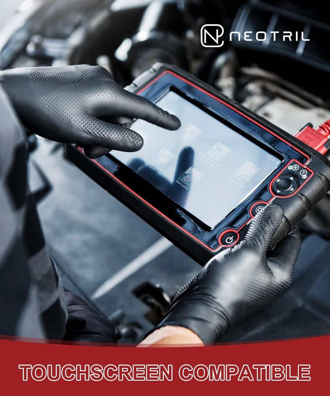 8 Mil Heavy Duty Disposable Nitrile Gloves with Diamond Texture Grip Rubber Gloves Latex & Powder Free