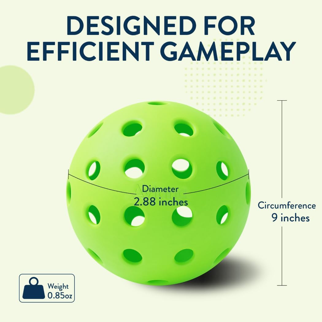 Aviana Outdoor Pickleball Balls - USAPA Approved for Tournament Play | Durable 40-Hole Design | Ideal for All Skill Levels | 6, 12 & 48 Packs