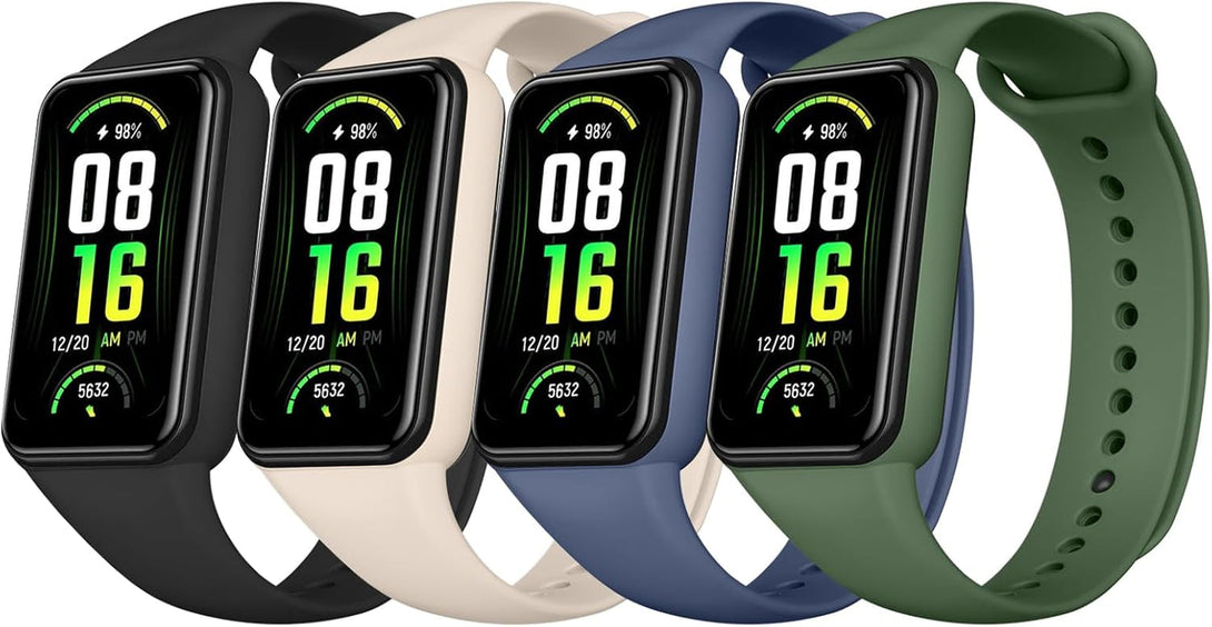 Meliya Bands for Amazfit Band 7 Straps, 4-Pack Soft Silicone Sport Replacement Bracelet Strap for Amazfit Band 7 Fitness & Health Tracker Women Men