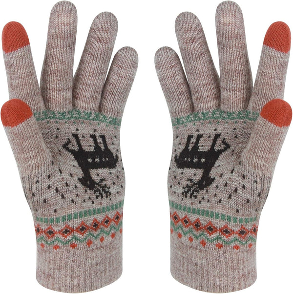 HÖTER Winter Touch Screen Gloves Snow Flower Printing Keep Warm for Women and Men
