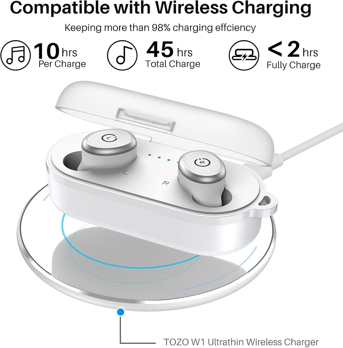 TOZO T10 True Wireless Bluetooth 5.3 Earbuds, 45H Playtime, Wireless Charging Case, IPX8 Waterproof Stereo Headphones in Ear Built in Mic Headset Premium Sound with Deep Bass, 32 Preset Eqs via APP