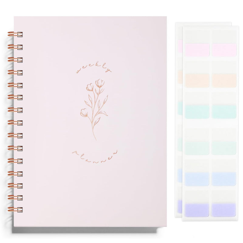 Undated Weekly and Monthly Planner Spiral Bound- Weekly Goals Notebook, To Do List, Habit Tracker Journal, Academic, Aesthetic, Stylish School or