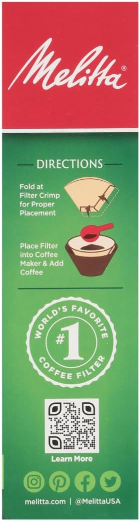 Melitta #4 Unbleached Coffee Filters, Premium, Natural Brown, Flavor Enhancing Coffee Filters for 8-12 Cup Coffee Makers, Kosher Certified,