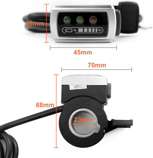 L-Faster Thumb Throttle for 24V/36V / 48V Bike with Power Indicator Wuxing Brand 106Dxc Scooter Accelerator Vehicle Spee