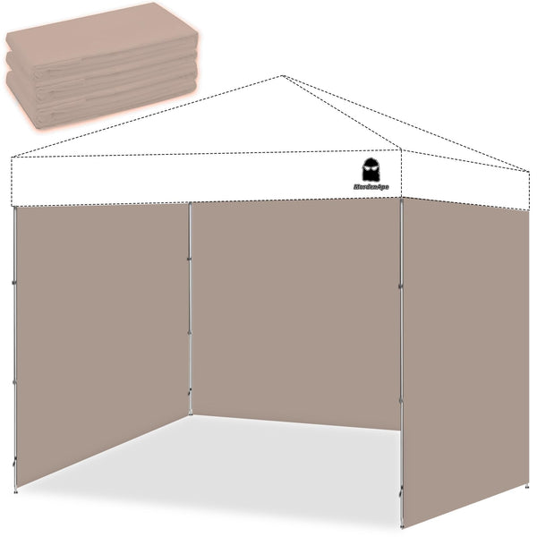 10x10 Pop Up Canopy Tent Sidewalls - Straight Leg Compatible, 300D Waterproof Polyester with 99% UV Protection, 3 Piece Khaik Wall Set Fit 10x10