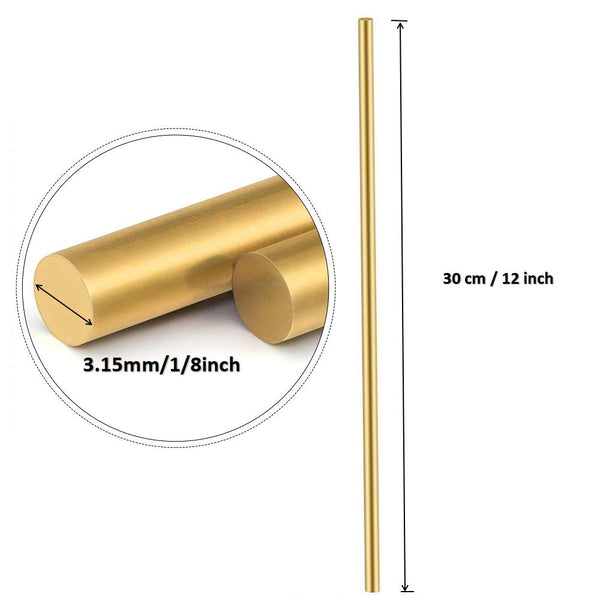 8 PC Brass Round Stock Lathe Bar Stock Kit Stock Solid Bras s Rod 1/8 Inch in Diameter 12 Inch in Length 3.18 mm C27400