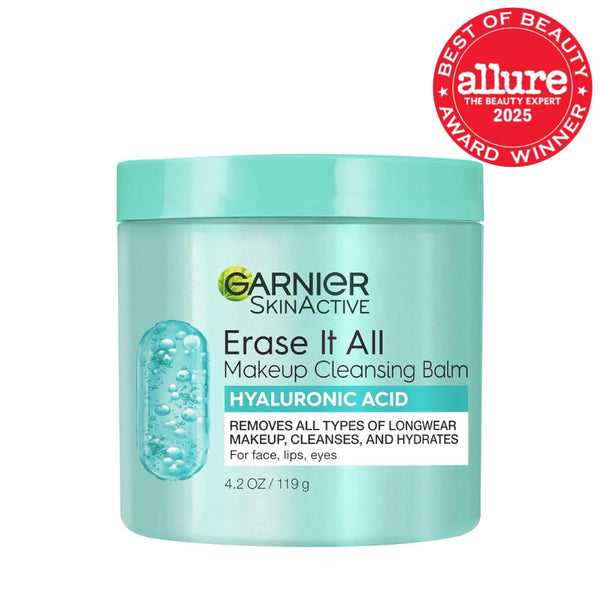 Garnier Erase It All Makeup Cleansing Balm with Hyaluronic Acid, Replumping Facial Cleanser and Makeup Remover, 4.2 Oz 4.2 Ounce (Pack of 1)