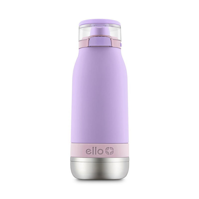 Ello Emma 14Oz Vacuum Insulated Stainless Steel Kids Water Bottle with Straw and Built-In Carrying Handle and Leak-Proof Locking Lid for School