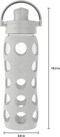 Lifefactory 22-Ounce Active Flip Cap Glass Water Bottle, 22Oz, Cool Grey