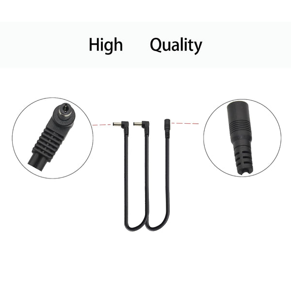 1 to 2 Way Daisy Chain Guitar Effect Pedal Power Supply Splitter Adapter Cable - Black (2PCS)