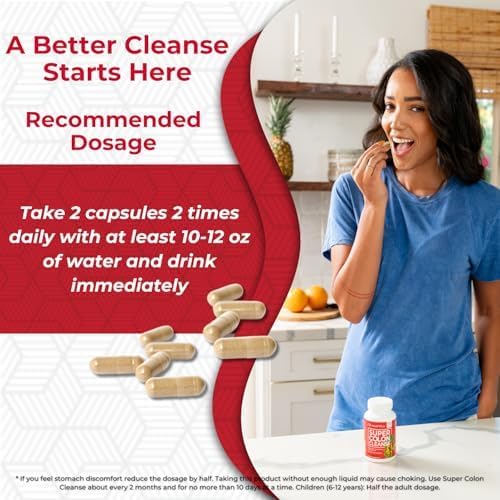 Health plus Super Colon Cleanse 15 Day Supply of Gentle Gut Cleanse Detox, Psyllium Husk, Probiotics for Constipation Relief & Digestive Support,