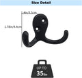 Kruodop 10 Pack Wall Hooks Wall Mounted Coat Hooks for Hanging Heavy Duty, Black Towel Hooks, Metal Double Coat Hanger with Screws Cup Retro for