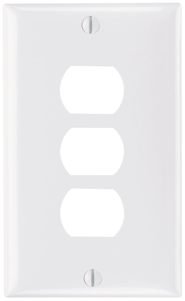 Legrand Pass & Seymour K3W Plastic Despard Opening Wall Plate, 1 Gang, Three Horizontal Opening, Includes Mounting Straps, White (1 Count)
