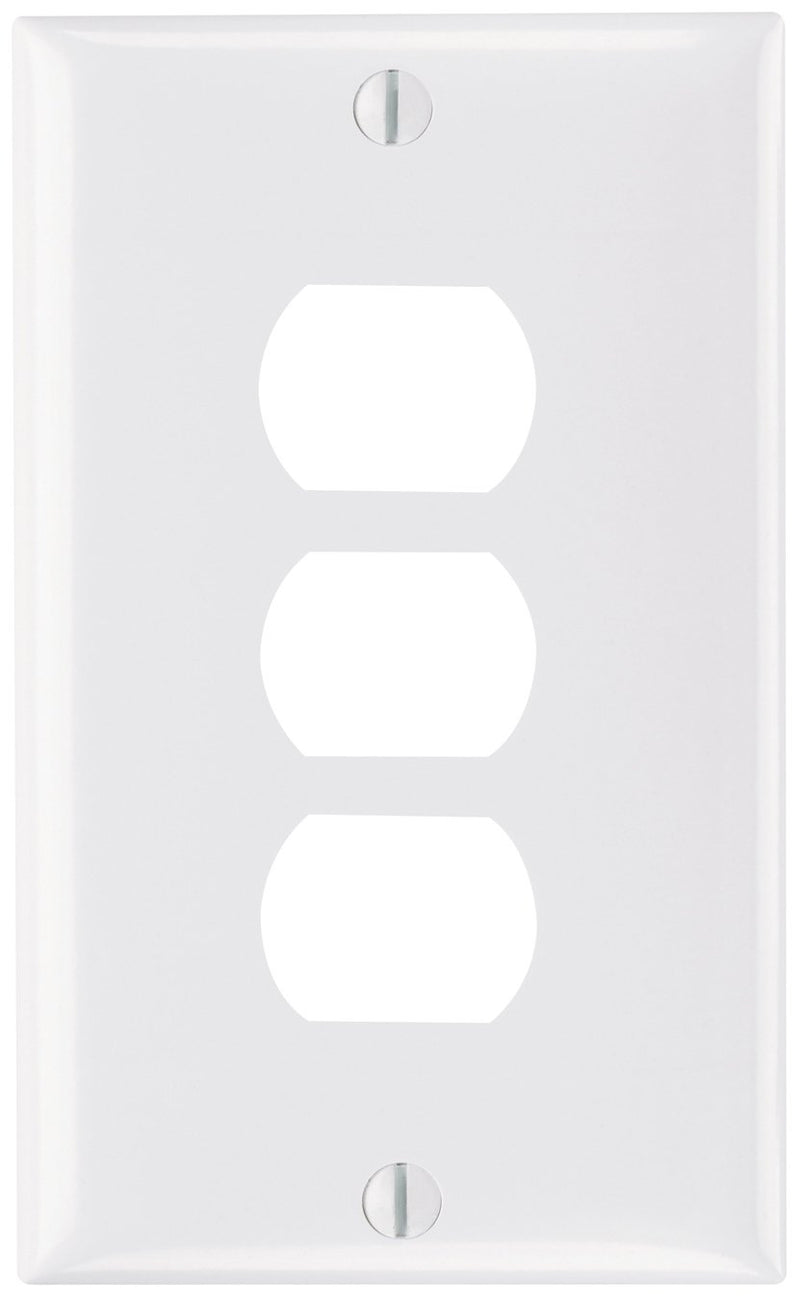 Legrand Pass & Seymour K3W Plastic Despard Opening Wall Plate, 1 Gang, Three Horizontal Opening, Includes Mounting Straps, White (1 Count)