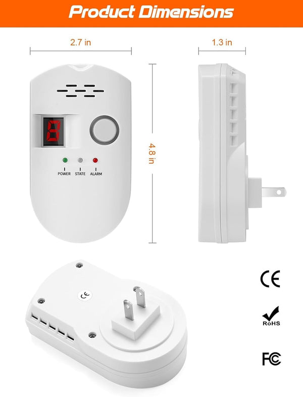Natural Gas Leak Detector, Plug-in Propane Natural Gas Detector for Home Kitchen RV, Combustible & Explosive Gas Alarm for LPG, LNG, Methane (AC