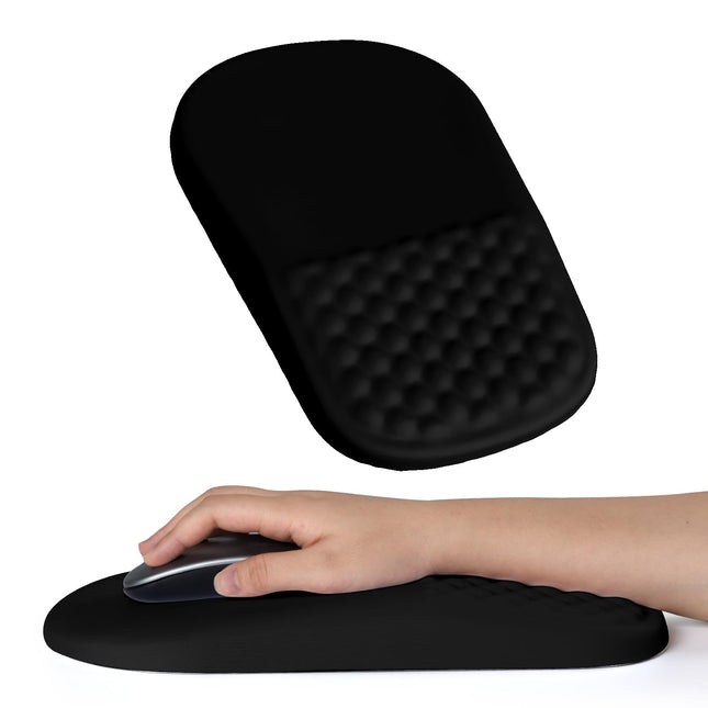 Ergonomic Mouse Pad Wrist Support with Massage Design, Wrist Rest Pain Relief Mousepad with Memory Foam&Non-Slip PU Base