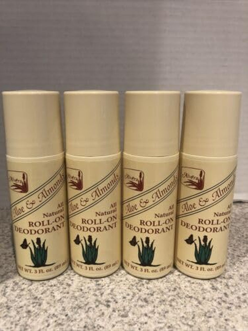 Alvera All Natural Roll-On Deodorant Aloe & Almonds - 3 Fl Oz, 4 Pack