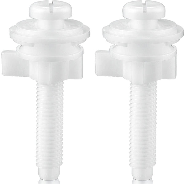 Jetec 2 Pieces Toilet Seat Screws Replacement Kit Plastic Bolts with Plastic Nuts and Washers Parts Kit for Fixing the Top Toilet Seat, White 2 White