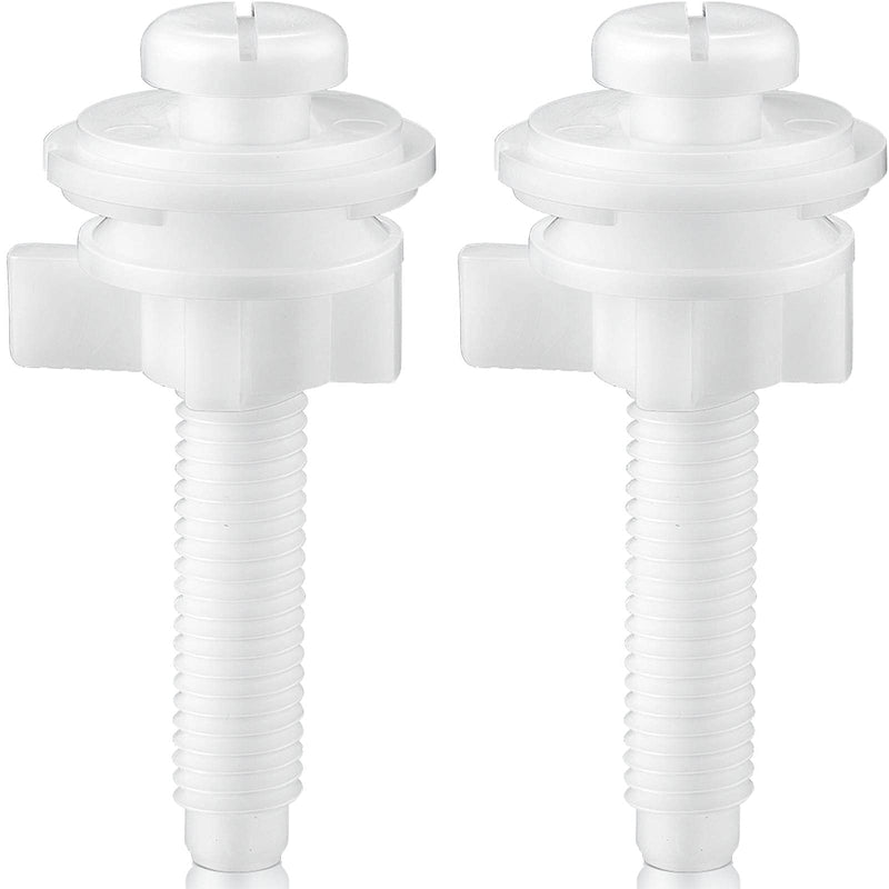 Jetec 2 Pieces Toilet Seat Screws Replacement Kit Plastic Bolts with Plastic Nuts and Washers Parts Kit for Fixing the Top Toilet Seat, White 2 White