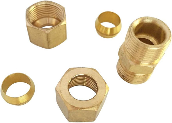 1/8" Compression Union Brass Tube Fitting, 1/8" OD x 1/8" OD, 5pcs 5 1/8" x 1/8" Tube OD