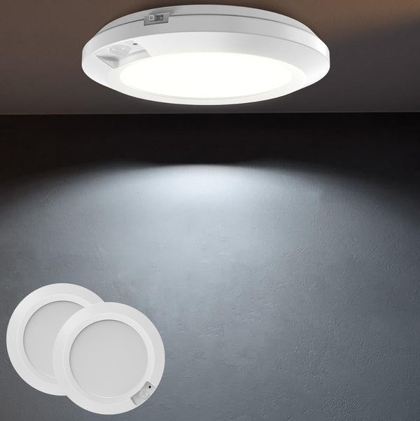 LED Motion Sensor Light Indoor, Battery Operated Ceiling Light | Wireless, Stick-on Under Cabinet Closet Light No Wiring, 210LM 6000K Daylight,