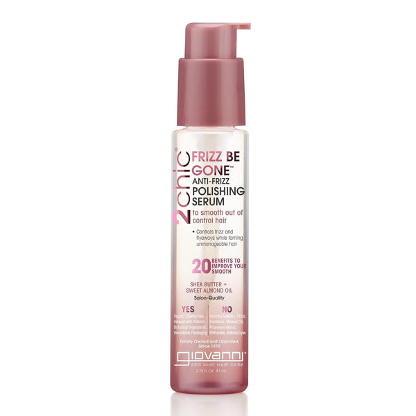 GIOVANNI 2chic Frizz Be Gone Anti-Frizz Polishing Serum, 2.75 oz | Natural Hair Smoothing Formula with Shea Butter & Sweet Almond Oil, No