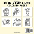 Food Drink & Sweets: Coloring Book for Adults and Kids, Bold and Easy, Simple and Big Designs for Relaxation Featuring a Variety of Foods, Drinks,