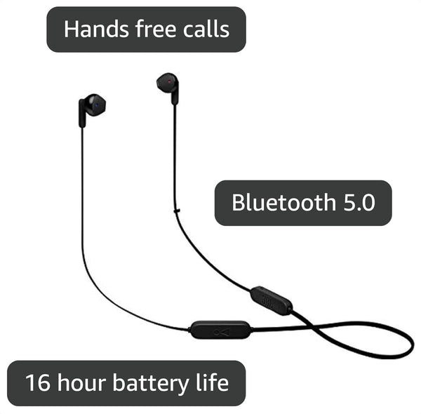 JBL Tune 215 - Bluetooth Wireless in-Ear Headphones with 3-Button Mic/Remote and Flat Cable - Black, Small