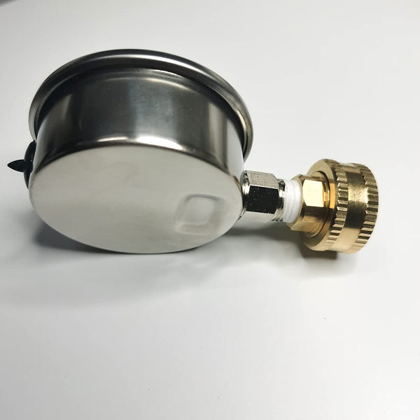 Stainless Steel 304 Liquid Filled Water Pressure Test Gauge,0-220psi, 2-1/2" Dial Display,Oil Gauge.Female 3/4" GHT Garden Hose Thread.