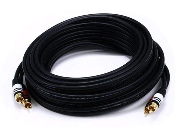 Monoprice 1.5ft Premium 2 RCA Plug/2 RCA Plug M/M 22AWG Cable - Black - (105346)