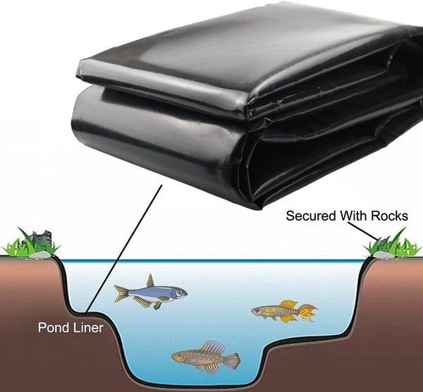 Inslat 20 Mil Pond Liner, 7x10 Ft Pond HDPE Skins Small Fish Pond Liners Rubber Pond Tarp Easy Cutting Underlayment for Fountains, Waterfall &
