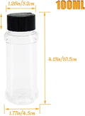OJYUDD 16 Pack 3.4oz/100ml Plastic Spice Bottles Set,Empty Seasoning Containers with Black Cap,Clear Reusable Containers Jars for