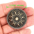 LXZ 6 PCs Vintage Antique Brass Knobs Handles Pulls with Flower Pattern for Cabinet Drawer Door, Diameter 1.3" (3.4 cm) Large