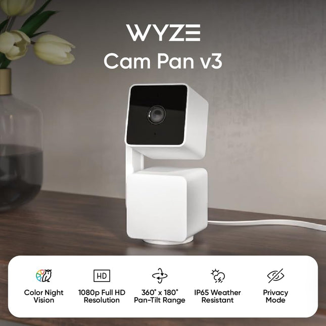WYZE Cam Pan V3 Indoor/Outdoor IP65 1080P 360ÃÂ° Pan/Tilt/Zoom Wi-Fi Smart Home