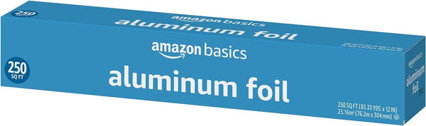 Amazon Basics Aluminum Foil for Everyday Use, Cooking and Wrapping, 250 Sq Ft, Pack of 1 (Previously Solimo) 250 Sq Ft (Pack of 1)
