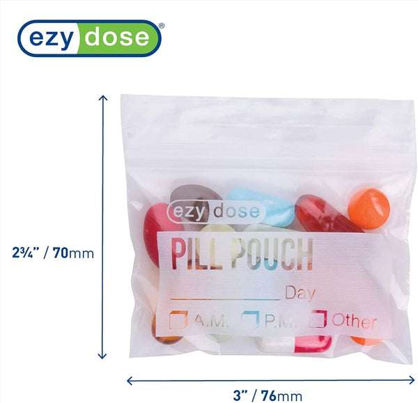 EZY DOSE Disposable Pill, Vitamin, and Daily Medicine Organizer Pouches, Zippered Seal Baggies, Pocket Sized and Travel Friendly, Easy to Use,