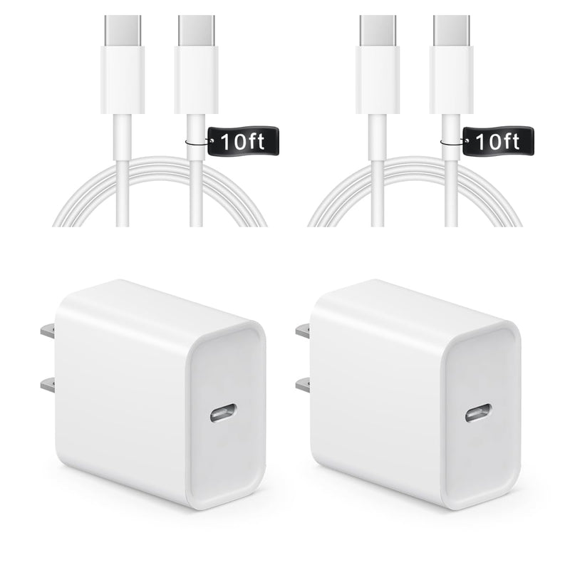 iPhone 17 16 15 Charger Fast Charging 10FT - 20W USB C Charger Block | with 10FT Type C to C Cable Compatible with iPhone 17/17 Pro/17 Pro