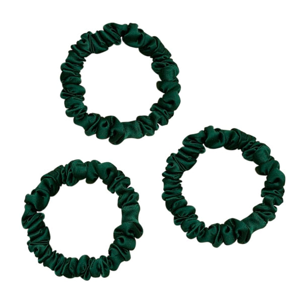 MAXFEEL 100% 22Momme Pure Mulberry Silk Hair Scrunchie Width 1.3cm with Elastic Band Women SIlk Hair Ties (1.3CM-Green-3PCS)