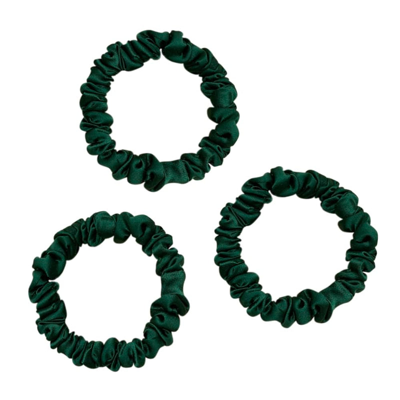 MAXFEEL 100% 22Momme Pure Mulberry Silk Hair Scrunchie Width 1.3cm with Elastic Band Women SIlk Hair Ties (1.3CM-Green-3PCS)