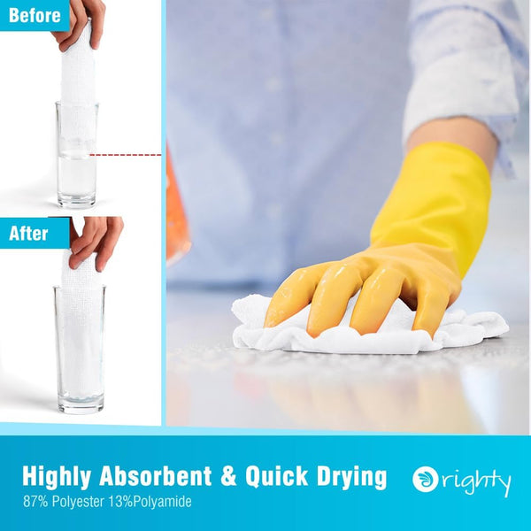 Orighty Microfiber Cleaning Cloth - 24 Pack, White Cleaning Rags 12x11 inch White 24 Pack