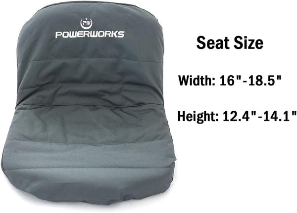 POWERWORKS Weatherproof Deluxe Riding Lawn Mower Seat Cover, Medium, Black