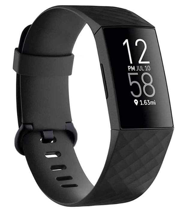 Replacement Bands Compatible with Fitbit Charge 4 / Charge 3, Silicone Fitness Sport Wristbands for Women Men Small Large Black Large